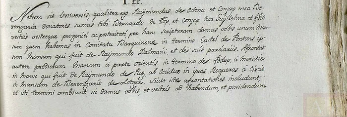 La donació de 1188, amb l’afrontació de llevant: “á parte orientis in termino de Fodex”.