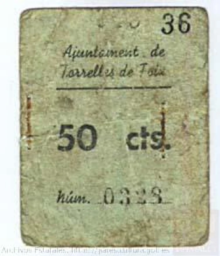 Val de 50 cèntims, número 0328 (lectura insegura).