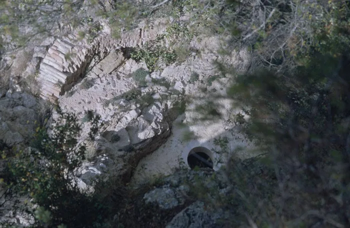 Window of the cave closure beneath the sanctuary